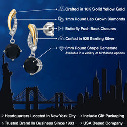 Earrings in 925 Sterling Silver and 10K Yellow Gold