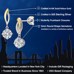 Earrings in 925 Sterling Silver and 10K Yellow Gold