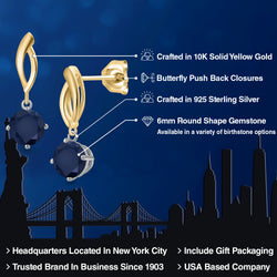 Earrings in 925 Sterling Silver and 10K Yellow Gold