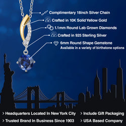 Pendant in 925 Sterling Silver and 10K Yellow Gold