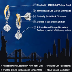 Earrings in 925 Sterling Silver and 10K Yellow Gold