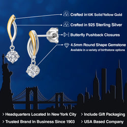 Earrings in 925 Sterling Silver and 10K Yellow Gold