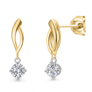 Earrings in 925 Sterling Silver and 10K Yellow Gold