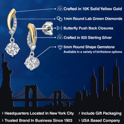 Earrings in 925 Sterling Silver and 10K Yellow Gold