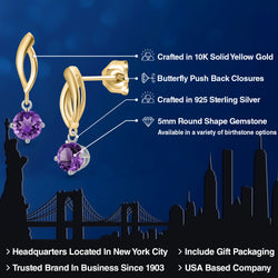 Earrings in 925 Sterling Silver and 10K Yellow Gold