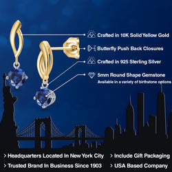 Earrings in 925 Sterling Silver and 10K Yellow Gold