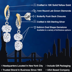 Earrings in 925 Sterling Silver and 10K Yellow Gold