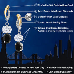 Earrings in 925 Sterling Silver and 10K Yellow Gold