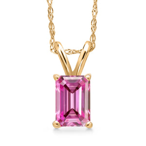 Pink Moissanite - April_Pendant in 10K Yellow Gold