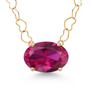 Created Ruby - July_Necklace in 14K Yellow Gold