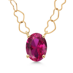 Created Ruby - July_Necklace in 14K Yellow Gold