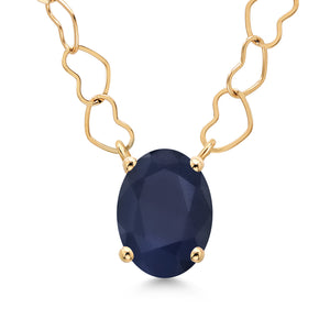 Blue Sapphire - September_Necklace in 14K Yellow Gold