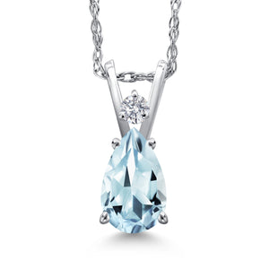 Aquamarine - March_Pendant in 14K White Gold