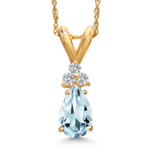 Aquamarine - March_Pendant in 14K Yellow Gold
