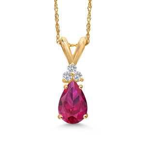 Created Ruby - July_Pendant in 14K Yellow Gold