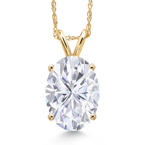 White Moissanite - April_Pendant in 14K Yellow Gold