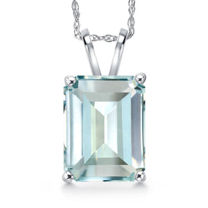 Created Aquamarine - March_Pendant in 14K White Gold