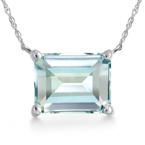 Created Aquamarine - March_Pendant in 14K White Gold