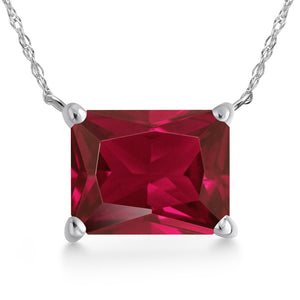 Created Ruby - July_Pendant in 14K White Gold