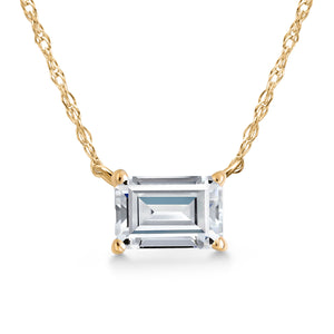 White Moissanite - April_Necklace in 14K Yellow Gold