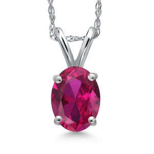 Created Ruby - July_Pendant in 10K White Gold