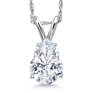 White Moissanite - April_Pendant in 14K White Gold
