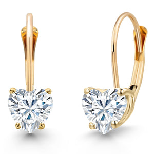 White Moissanite - April_Earrings in 14K Yellow Gold