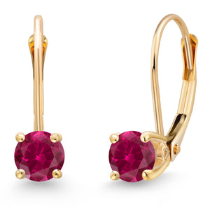 Created Ruby - July_Earrings in 14K Yellow Gold