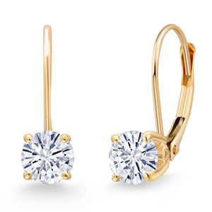 White Moissanite - April_Earrings in 14K Yellow Gold