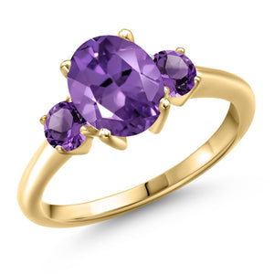 Amethyst - February_5_Ring in 925 Yellow Gold Plated Silver
