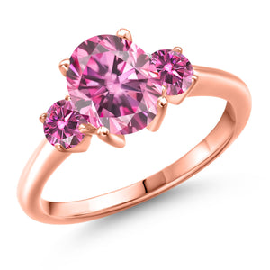 Pink Moissanite - April_5_Ring in 925 Rose Gold Plated Silver