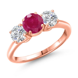 Ruby - July_5_Ring in 925 Rose Gold Plated Silver