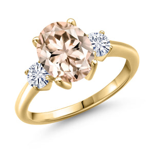 Morganite - October_5_Ring in 925 Yellow Gold Plated Silver