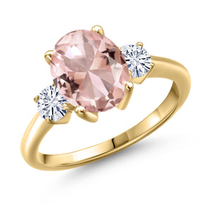 Nano Morganite - October_5_Ring in 925 Yellow Gold Plated Silver