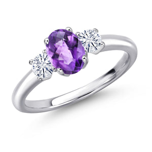Amethyst and Moissanite_5_Ring in 925 Sterling Silver
