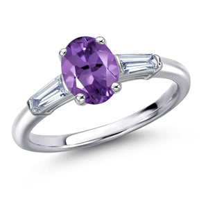 Amethyst and Lab Grown Diamond_6_Ring in 925 Sterling Silver