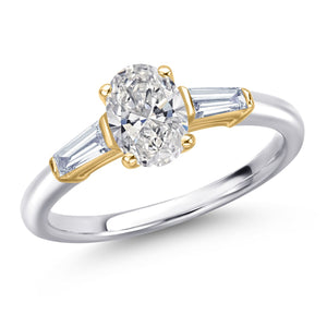 White Lab Grown Diamond - April_5_Ring in 925 Sterling Silver and 10K Yellow Gold