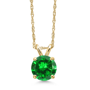 Created Emerald - May_Pendant in 14K Yellow Gold
