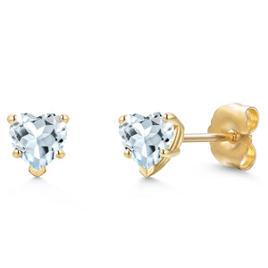 Aquamarine - March_Earrings in 14K Yellow Gold
