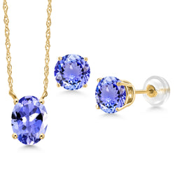 Pendant Earrings Set in 14K Yellow Gold