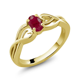 Ruby - July_5_Ring in 925 Yellow Gold Plated Silver