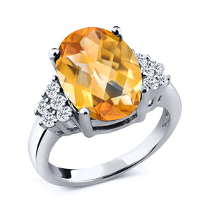Citrine and Topaz_5_Ring in 925 Sterling Silver