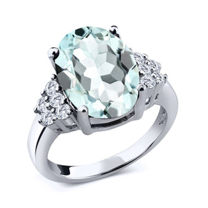 Created Aquamarine - March_5_Ring in 925 Sterling Silver