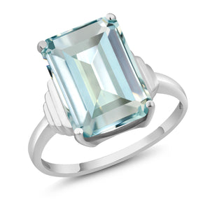 Created Aquamarine - March_Ring in 925 Sterling Silver