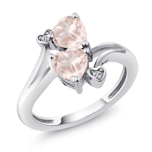 Rose Quartz and Moissanite_7_Ring in 925 Sterling Silver