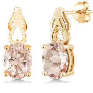 Morganite_Earrings in 925 Yellow Gold Plated Silver