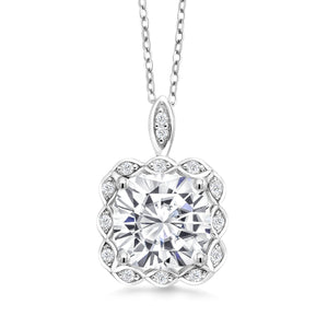 White Moissanite - April_Pendant in 925 Sterling Silver