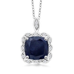 Blue Sapphire - September_Pendant in 925 Sterling Silver