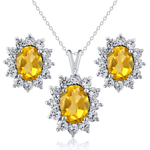 Citrine_Sterling Silver_Pendant Earrings Set in Sterling Silver