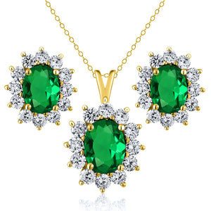 Nano Emerald_Yellow Gold_Pendant Earrings Set in Yellow Gold